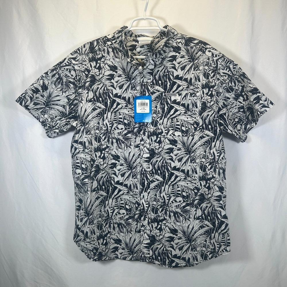 Columbia Mens L Tropical Toucan Rapid Rivera Short Sleeve Shirt Button Up Hawaii
